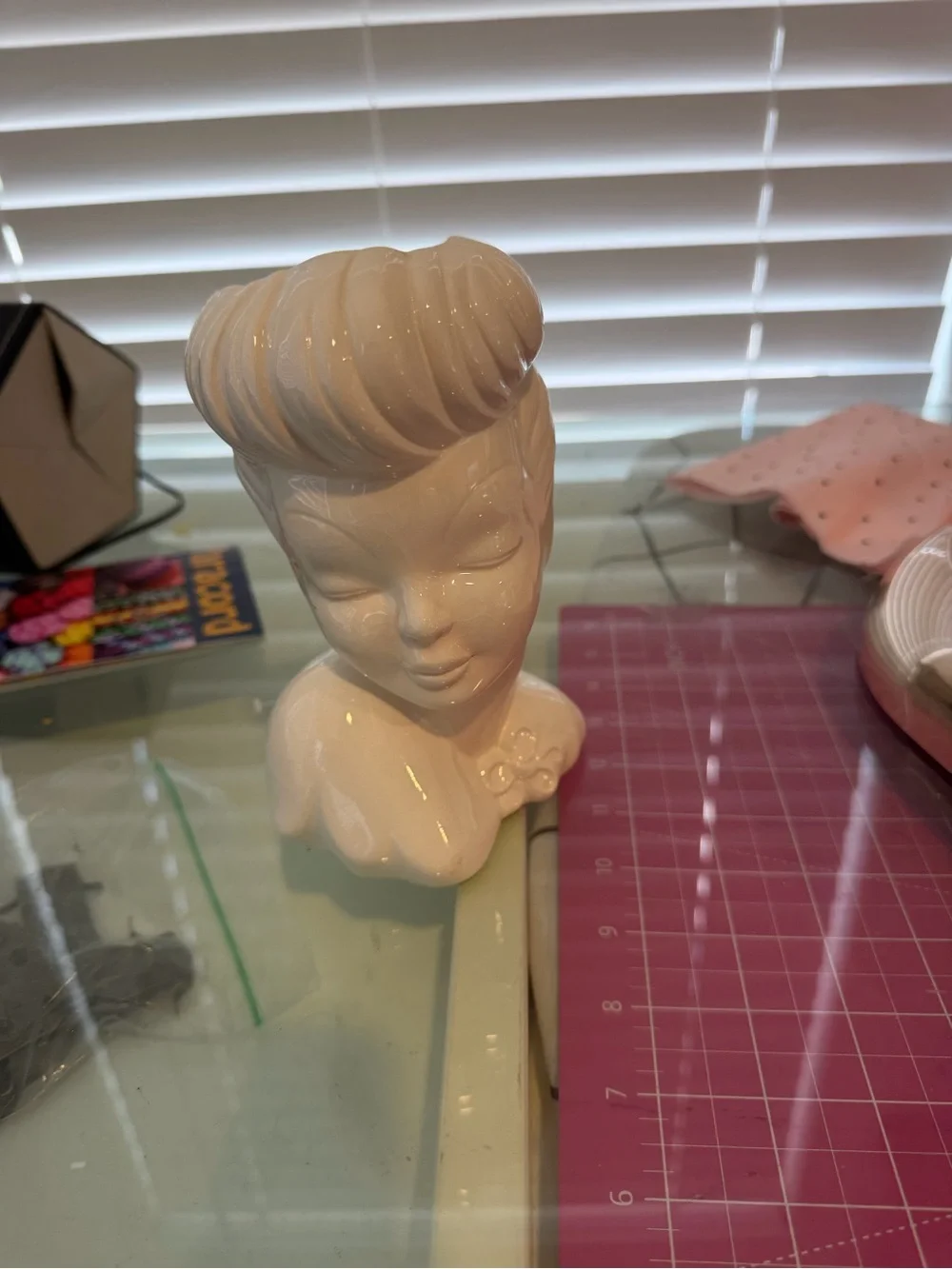 White Ceramic Retro Bust Figurine